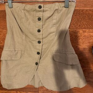 Universal Thread Beige Button-Front Linen Tube Top